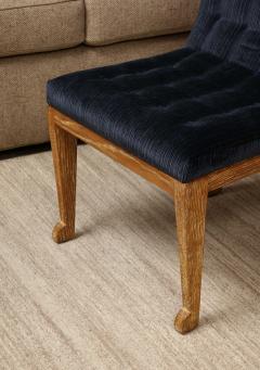 Blue velvet tufted chair in the style of Marc du Plantier - 3435071