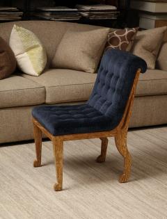Blue velvet tufted chair in the style of Marc du Plantier - 3435072