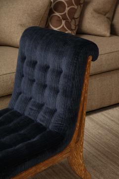 Blue velvet tufted chair in the style of Marc du Plantier - 3435073