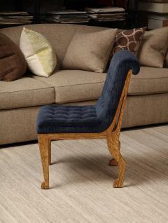 Blue velvet tufted chair in the style of Marc du Plantier - 3435074
