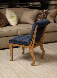 Blue velvet tufted chair in the style of Marc du Plantier - 3435075