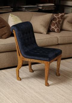 Blue velvet tufted chair in the style of Marc du Plantier - 3435076