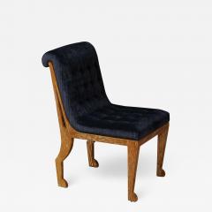 Blue velvet tufted chair in the style of Marc du Plantier - 3436001