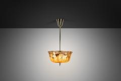 Bo Notini Amber Glass Hanging Lamp by Bo Notini for Gl ssner Co Sweden 1940s - 4717618