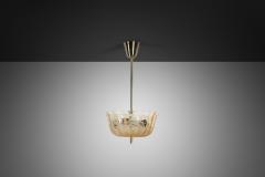 Bo Notini Amber Glass Hanging Lamp by Bo Notini for Gl ssner Co Sweden 1940s - 4717761
