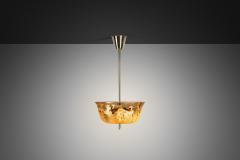 Bo Notini Amber Glass Hanging Lamp by Bo Notini for Gl ssner Co Sweden 1940s - 4717762