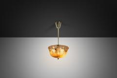 Bo Notini Amber Glass Hanging Lamp by Bo Notini for Gl ssner Co Sweden 1940s - 4717765