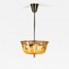 Bo Notini Amber Glass Hanging Lamp by Bo Notini for Gl ssner Co Sweden 1940s - 4719635