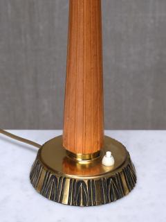 Bo R man Pair of Bo R man Table Lamps in Oak and Brass Model E1141 ASEA Sweden 1950s - 4469034