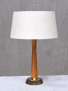 Bo R man Pair of Bo R man Table Lamps in Oak and Brass Model E1141 ASEA Sweden 1950s - 4469035