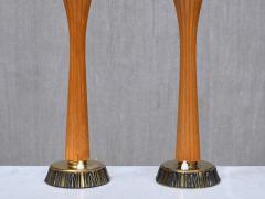 Bo R man Pair of Bo R man Table Lamps in Oak and Brass Model E1141 ASEA Sweden 1950s - 4469038