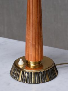 Bo R man Pair of Bo R man Table Lamps in Oak and Brass Model E1141 ASEA Sweden 1950s - 4469039