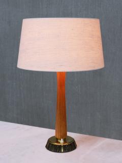 Bo R man Pair of Bo R man Table Lamps in Oak and Brass Model E1141 ASEA Sweden 1950s - 4469042
