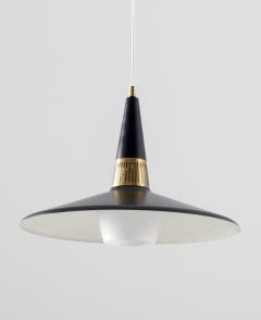 Bo R man Swedish Midcentury Pendant in Metal Brass and Opaline Glass by Bo R man ASEA - 849007