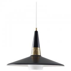 Bo R man Swedish Midcentury Pendant in Metal Brass and Opaline Glass by Bo R man ASEA - 849008