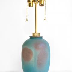 Bo Scullman BO SCHULMAN CERAMIC LAMP WITH MUTED TURQUOISE AND VIOLET GLAZES - 4433875