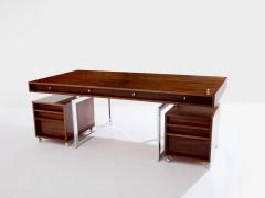 Bodil Kjaer Bodil Kjaer rosewood chrome desk with cabinets Denmark 1960s - 4104634