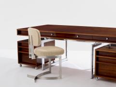 Bodil Kjaer Bodil Kjaer rosewood chrome desk with cabinets Denmark 1960s - 4104635