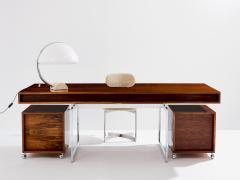Bodil Kjaer Bodil Kjaer rosewood chrome desk with cabinets Denmark 1960s - 4104636