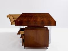 Bodil Kjaer Bodil Kjaer rosewood chrome desk with cabinets Denmark 1960s - 4104639