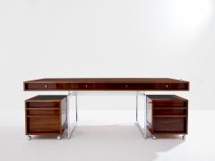 Bodil Kjaer Bodil Kjaer rosewood chrome desk with cabinets Denmark 1960s - 4104641