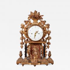 Bohemian Gilt Wood Mantel Clock - 4219682