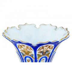 Bohemian Hand Enamel Opaline Glass Fluted Vase - 3899858