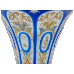 Bohemian Hand Enamel Opaline Glass Fluted Vase - 3899860