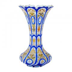 Bohemian Hand Enamel Opaline Glass Fluted Vase - 3899862