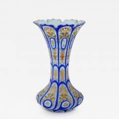 Bohemian Hand Enamel Opaline Glass Fluted Vase - 3907893