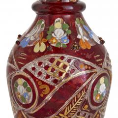 Bohemian gilt enamelled and cut red overlay glass decanter - 4198721