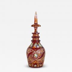 Bohemian gilt enamelled and cut red overlay glass decanter - 4199756