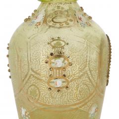 Bohemian green glass decanter with Mozaffar al Din Shah portrait - 4094669