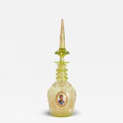 Bohemian green glass decanter with Mozaffar al Din Shah portrait - 4097687