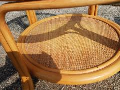 Boho Chic Bamboo Rattan Round Side Table w Glass Top - 4814113