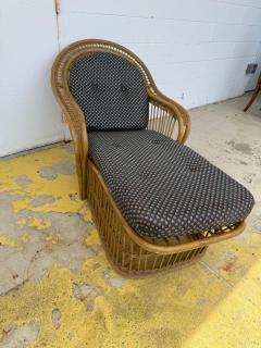 Boho Chic Bamboo and Wicker Cushioned Chaise Lounge - 4406801