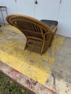 Boho Chic Bamboo and Wicker Cushioned Chaise Lounge - 4406819