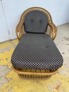 Boho Chic Bamboo and Wicker Cushioned Chaise Lounge - 4406820