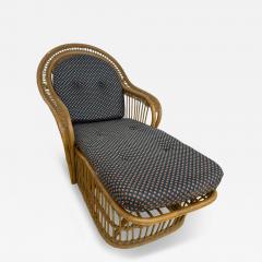 Boho Chic Bamboo and Wicker Cushioned Chaise Lounge - 4412318