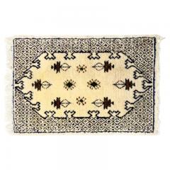 Boho Chic Moroccan Small White Black Wool Hand Woven Rug or Carpet - 3649255