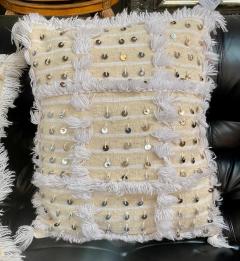 Boho Chic Moroccan Wool White Wedding Pillow a Pair - 3599047