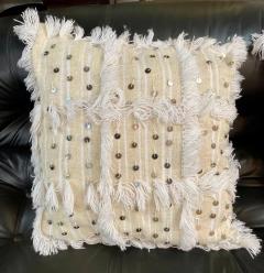 Boho Chic Moroccan Wool White Wedding Pillow a Pair - 3599048