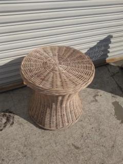 Boho Chic Rattan and Bamboo Side Coffee Table - 3877663