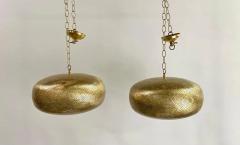 Boho Chic Style Oval Brass Pendant or Lantern a Pair - 3037356
