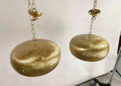 Boho Chic Style Oval Brass Pendant or Lantern a Pair - 3037360