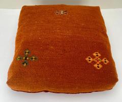 Boho Chic Vintage Tribal Kilim Square Large Pillow in Orange Pumpkin a Pair - 3403803
