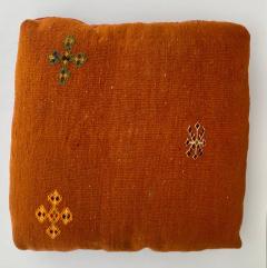 Boho Chic Vintage Tribal Kilim Square Large Pillow in Orange Pumpkin a Pair - 3403805
