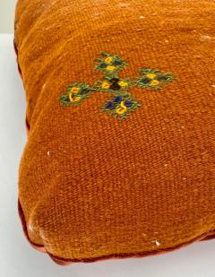 Boho Chic Vintage Tribal Kilim Square Large Pillow in Orange Pumpkin a Pair - 3403809