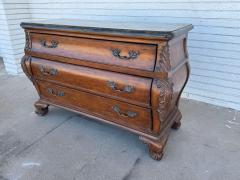 Bombe Style Walnut Chest with Pine Green Checkerboard Granite Top - 4323160