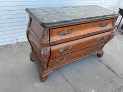 Bombe Style Walnut Chest with Pine Green Checkerboard Granite Top - 4323269